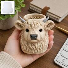 Resin Silicone Mold, Realistic 3D Highland Cow Silicone Mold; Suitable For Handmade Concrete Succulent Planters And Plaster Casting; Resin Clay Pen Holder DIY Material; Farm Animal Desktop And Garden Decor - Multicolor - View 1