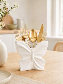 1pc Butterfly Resin Utensil And Napkin Holder, Multifunctional Tabletop Organizer For Cutlery, Wooden Spoons And Linen Napkins, Cute Kitchen Counter Decor - Multicolor - View 11