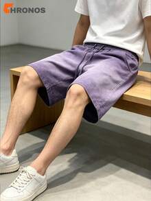 Men's Washed Vintage Shorts Oversized Loose Fit Drawstring Streetwear Athletic Casual Shorts With Pockets - 紫色 - 查看 3