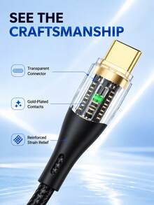 Kabel Pengisian Cepat USB A ke USB C 120W, Kabel Pengisi Daya Tipe C dengan Transfer Data 480Mbps, Kabel Data USB-C Jalinan Nilon untuk Ponsel, Tablet, dan Power Bank - Hitam - View 4