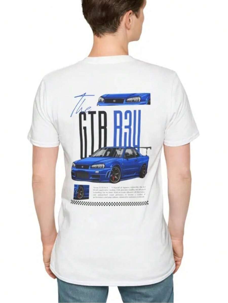 Camiseta de Carreras GTR BNR32, Camiseta para Entusiastas de Autos JDM, Camiseta Vintage de Deportes de Motor, Camiseta Unisex de Verano para Hombre Estilo Y2K Streetwear - Blanco - Ver 1