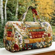 1pc Quilted Book-Shaped Cylinder Bag With Wildflower Meadow Print, Botanical Floral Pattern, Artistic Pastoral Style, Suitable For Women, Random Print Gift For Halloween, Thanksgiving, Christmas - Multicolor - View 6