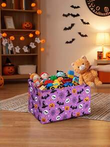 Halloween Foldable Sorting Basket Storage Basket, Suitable For Toy Clothing Boxes Multi Functional Canvas Storage Basket, Suitable For Halloween Gift Storage. - Multicolor - View 1
