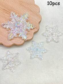 10pcs 30mm Acrylic Transparent Iridescent Snowflake Beads Spacer Pendants DIY Accessories For Car Hanging, Phone Chain, Keychain, Bag Charm - Hanging Snowflake - View 11