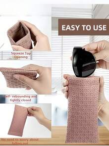Unisex Rhombus Pattern Soft PU Leather Eyeglass Case - Waterproof Eyeglass Bag - Eyeglass Storage Bag - Watch - Earphone - Small Gadget Storage Bag - Eyeglass Accessories - Ideal Gift Choice - Multicolor - View 14