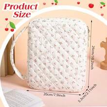 Large Bible Cover Case For Women, Cute Cherry Quilted Cotton Bible Carrying Case Organizer Bag With Handle And Zipper, For Christian Easter Gifts, Study Supplies Accessories - Red - View 2
