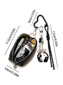 Y2K Style Mini Car Key Pouch, Cute Heart-Shaped Hook Key Wallet With Earphone Pendant And Lanyard, Durable PU Leather Zipper Key Bag; Mini Coin Purse For Car Keys, Earbuds, Lipstick. Suitable For School/Work/Office/Daily Use, Unique Birthday Gift, Teacher Gift, Party Gift, Holiday Gift; College Students Back To School Essential - One Size - View 9
