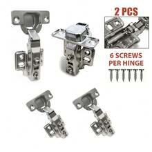 2/4/8/10pcs Straight Arm Cabinet Hinges, Wardrobe Soft Close Dampened Hinges, Cold Rolled Steel Cabinet Door Hinges, Straight Arm Soft Close Dampened Hinges - Multi-color - View 7