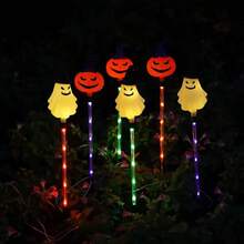 Solar Powered Outdoor Ground Lights, 27.5 Inch Halloween Glowing Skull, 20 Inch Cute Ghost & Pumpkin Set, Suitable For Yard, Lawn And Pathway - In-ground Light - View 11