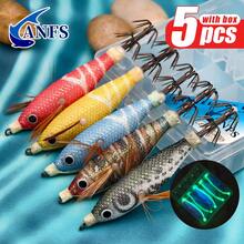 ANFS 5pcs Premium Horizontal Shrimp Squid Jig Kit -Saltwater Fishing Lures Shrimp Prawn Lures For Cuttlefish Octopus - Multicolor - View 4