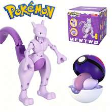 Pokemon Mewtwo Deformable Action Figure Playset, Transformable Pocket‑Monster Toy With Master Ball, Fold‑Up Design For Storage, Gift‑Box Packaged, Fun Interactive Plaything, Desktop Display Model, Nice Birthday Holiday Gift For Anime Fans & Boys - Mewtwo - View 2