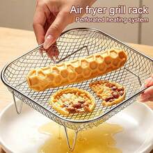 Air Fryer Rack Stainless Steel Stackable Grill Food Dehydrator Basket Air Fryer Accessory Cook Several Food  Mesh Basket - Square - View 2