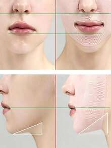 1 Set Cat Ear Silicone Mesh Face Patches, High Elasticity Zoned Line Design, Anti-Slip Pink Facial Support Stickers, Wash-Free Reusable, Suitable For Day And Night Daily Casual Use, Face Mask - Multicolor - View 2