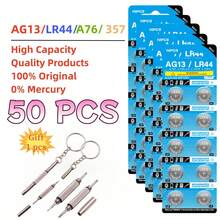 10-50pcs LR44 AG13 1.5V 357 SR44 LR1154 L1154 Button Cell Batteries, Suitable For Watches, Toys, Remote Controls, Includes 1 Screwdriver - AG13 LR44 - View 5