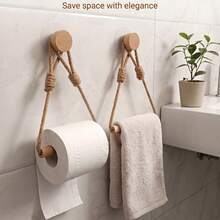 1/2 Pcs Bathroom Personalized Hemp Rope Toilet Paper Holder Punch-Free Toilet Hemp Rope Toilet Paper Holder Kitchen Wall-Mounted Toilet Paper Holder - Multiple Styles - View 1
