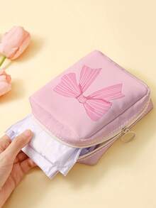 1pc Bowknot & Animal Pattern Sanitary Napkin Storage Bag, Coin Purse, Makeup Bag, Card Holder, Earphone Pouch, Can Hold Coins, Cards, Accessories, Keys, Multi-Functional Storage Bag - Multicolor - View 2