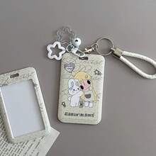 Sweet Character Card Holder, Decorative Star Bell Keychain Wristband ID Badge Holder, Portable Card Protector, Suitable For Daily Collection Cards, Access Cards, Transaction Cards, Fan Merchandise - A - View 4