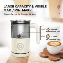 CAFELFFE 4-In-1 Electric Milk Frother, Automatic Steam Milk Frother, Precise Temperature Control, Easy To Use, 304 Stainless Steel, Suitable For Hot And Cold Chocolate, Latte, Cappuccino, And Other Drinks, White, 500W - EU F Type Plug(220-240V) - View 4