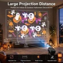 LED Halloween Projector Light 360° Dynamic Projection Smart Lamp, Includes Pumpkin, Ghost, Skeleton, Spider Patterns, Creates Wall & Ceiling Atmosphere Night Light, USB Powered Festival Party Home Decor Light - Black - View 2