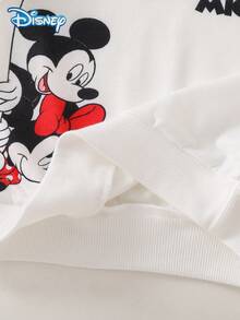 Disney 2pcs/Set Autumn Mickey Minnie Cute Cartoon Pattern Long Sleeve Sweatshirt And Elastic Waist Royal Blue Sweatpants, Slightly Stretchy, Suitable For Baby Newborn Daily Wear, Great Gift - Royal Blue - View 6
