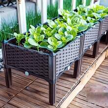 1-Tier/2-Tier/4-Tier Square Plastic Planter Box For Home Balcony, Raised Garden Bed Nursery Pot, Vegetable Planting Box, Tall Legs, Extra Large & Thick, Outdoor Garden Flower And Vegetable Planter - A - View 8