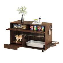 Cat Tree With Cat Mat, Cat Furniture, Pet Cabinet With Rattan Drawer, Pet Sideboard/TV Stand, No Cat Box, White, 120x50x65 - Single Door, 100*45,5*67 cm - View 8