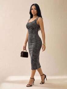Women Denim Dresses - negro jaspeado - 查看 3