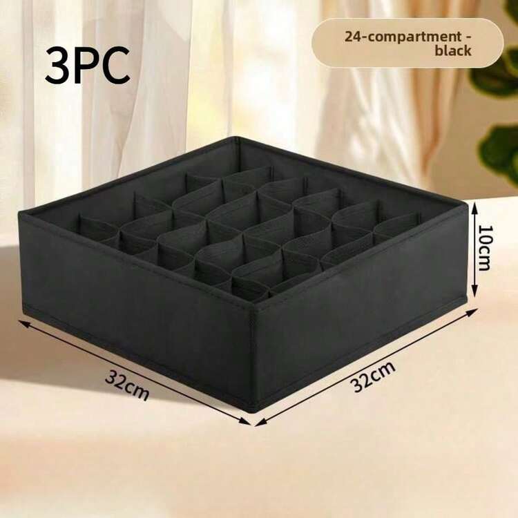 4pcs Fabric Underwear Storage Organizer Set, No Lid Divided Compartment Storage Box For Scarves, Socks, Bras, Home Organization,Bedroom Room Decor,Back To School - Grey - View 11