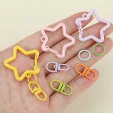 65pcs DIY Keychain Making Kit, Random Mixed Colors, Includes 50pcs Open Jump Rings, 10pcs Swivel Lobster Clasps, 5pcs Star-Shaped Spring Clasps, Suitable For DIY Doll Keychain, Bag Charm, Car Key Chain, Portable Hook Accessories, Keychain Making Materials, DIY Keychain Accessories - Accessory Set - View 2