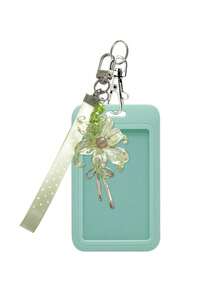 Cute Solid Color ID Card Holder, Crystal Iris Flower Pendant & Polka Dot Wrist Strap Card Sleeve - Student Campus Card/Bus Card Protective Cover/Meal Card Anti-Loss Protector/Access Card Holder, Unisex Portable ID Card Pouch Keychain, Phone & Bag Accessory Pendant, Back To School Essential, Exquisite Gift For Friends & Family, Birthday & Teacher's Day Gift - Multicolor - View 12