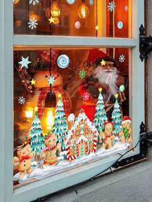 1pc Creative Christmas Gingerbread Man Window Stickers, Christmas Glass Decorations, PVC Static Cling Stickers, Home Decor, Shop Window Decorations, Suitable For Decorating Living Rooms, Kitchens, And Store Windows - Multi-color - View 8