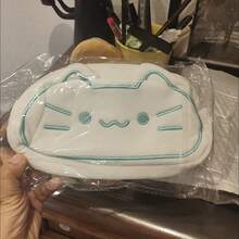 1 pieza Estuche de lápiz de gato de peluche blanco, caja de papelería de gran capacidad, bolsa cuadrada pequeña portátil, portallápices para estudiantes, bolsa de papelería de estilo lindo, bolsa de maquillaje para mujeres, estuche de lápiz escolar, bolsa de almacenamiento multifuncional linda, estuche de lápiz, vuelta a la escuela, suministros de aprendizaje - A - Ver 2