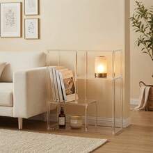 1PC Transparent Acrylic Bookshelf, 19.68x5.9x23.6 Inches, Multi-Layer Staggered Bookshelf And Asymmetrical Storage Rack, Modern Small Coffee Table, Suitable For Living Room, Bedroom, Sofa Side And Home Decor - Transparent - View 9