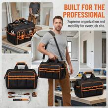 17-Inch Electrician Tool Bag With 46 Pockets, Durable Design With Foldable Organizer, Suitable For HVAC Tools, Wide Opening And Adjustable Shoulder Strap, Perfect For Mechanics, Craftsmen And Contractors - 17in - View 5