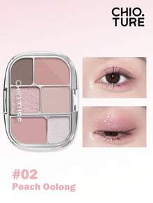 CHIOTURE Palet eyeshadow 6 warna yang istimewa, cocok untuk area bawah mata, eyeliner, perona pipi, dan highlighter, palet tunggal multifungsi, pigmentasi tinggi dan efek riasan tahan lama, cocok untuk pemula. - #02 Oolong Persik - View 1