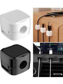 3pcs Magnetic Cable Clips, Self-Adhesive Cable Organizer, Desktop Cable Holder, Strong Adhesive Cable Management Clips, Easy-Open Phone Cable, Suitable For Office Desk, Home Office And Car Adjustable Cable Management - Multicolor - View 4
