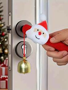 1pc Christmas Door Handle Decoration Set, Includes Bell Reminder And Detachable Hanging Ornaments (Santa Claus, Reindeer, Christmas Tree, Stocking) - Easy-To-Stick Hook, Suitable For Indoor And Outdoor Holiday Door And Cabinet Decoration - Durable - Door Hanging Decoration, Christmas Decoration, New Year - Multicolor - View 2