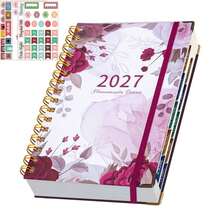 Multiple Marble Covers To Choose From 2027 Jan‑Dec Hardcover Planner, Bring 5 Plan Stickers Faux Leather Daily Weekly Monthly Agenda, Habit Tracking Journal, Portable Time Management Notebook For Students Office School Supplies - Rectangle - View 17