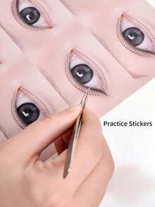 2 Sheets/8 Pairs, Simulated Eye Shaped False Eyelash Practice Stickers, Eyelash Grafting Practice Cardstock, Specialized Training Tool For Eyelash Beauty For Novice Simulated Eye Learners - Multicolor - View 6