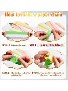 300/100pcs Colorful Glossy Paper Chain DIY Craft Materials, Suitable For Back To School, Birthday, Wedding, Baby Shower Party Ribbons, Classroom Crafts, Origami Stars And Gift Wrapping, Easy To Use Decorative Strips, 1 Roll Of Tape - View 12