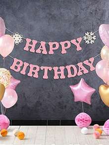 1Set Winter Happy Birthday Paper Banner, Multi‑Color Glitter Letter Garland With Snowflake Accent, Birthday Hanging Pennant For Birthday Party, Indoor Wall, Mantel, Backdrop & Photo Booth Party Decor - View 11