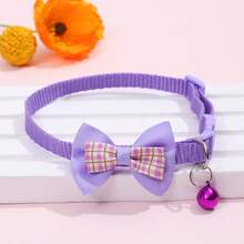 DIY Personalized Soft Cat Adjustable Collar With Bell, Bowknot Cat Collar, Cat Bell Collar, Cat Collar, Customized Pet Name Tag, Adjustable Basic Collar, Suitable For Medium And Small Dogs, Cats, Kittens And Puppies, With Buckle - Multicolor - View 7