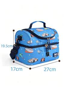 Large Capacity Double Layer Insulated Lunch Bag, Cute Cartoon Print, Adjustable Shoulder Strap, Portable Student Bento Bag, Suitable For Back To School, Classroom, Travel, Camping, Beach, Holiday Essentials, Gift For Girls And Women, Travel Essentials, Room Decor - Multicolor - View 14