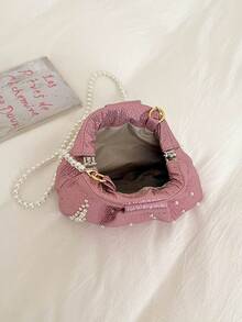 Fashionable Elegant Solid Color Clasp Mini Crossbody Bag Phone Bag - Pink - View 5