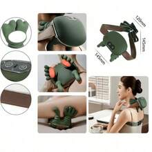 Massageador Cervical em Formato de Mão com Aquecimento, Almofada Massageadora Sem Fio para Pescoço e Ombros, Portátil para Escritório e Viagem - Visão 9