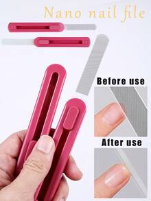 1/2pcs Nano Nail File, Polishing Nail Care Tool, Frosted Nail Repair Tool, Suitable For Gentle Manicure, Nail Removal, Foot Care, Minimalist Design, Smooth Polishing, Suitable For Hairstylists And Beauty Enthusiasts To Use - Multicolor - View 1