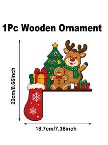 1pc Christmas Wooden Door Corner Decoration, Gingerbread Man & Reindeer Pattern Door Frame Corner Ornament, Multi-Functional Decorative Sign, Joyful Christmas Decor, Christmas Decoration, New Year Decoration, Christmas Home Decor, Christmas Hanging Ornament, Christmas Gift, Window Frame Decoration, Fireplace Decoration, Winter Party Small Gift, Xmas Decor, Christmas Decor, Merry Christmas - Moose - View 6