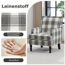 Vintage Accent Chair White & Grey - Linen Fabric - White - View 2