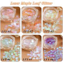 Laser Holographic Iridescent Maple Leaf Nail Sequins, Autumn Maple Leaf Nail Glitter Flakes, Colorful Fall Leaf Confetti Nail Art Decorations, Thanksgiving Autumn Theme Nail Charms DIY Manicure Supplies For Nail Salon & Beginners - Multicolor - View 4