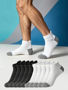 1/5/10/20 Pairs Men's Short Socks, Mesh Breathable Comfortable Sports Socks, Anti-Slip Heel, Casual Home Socks - Multicolor - View 1